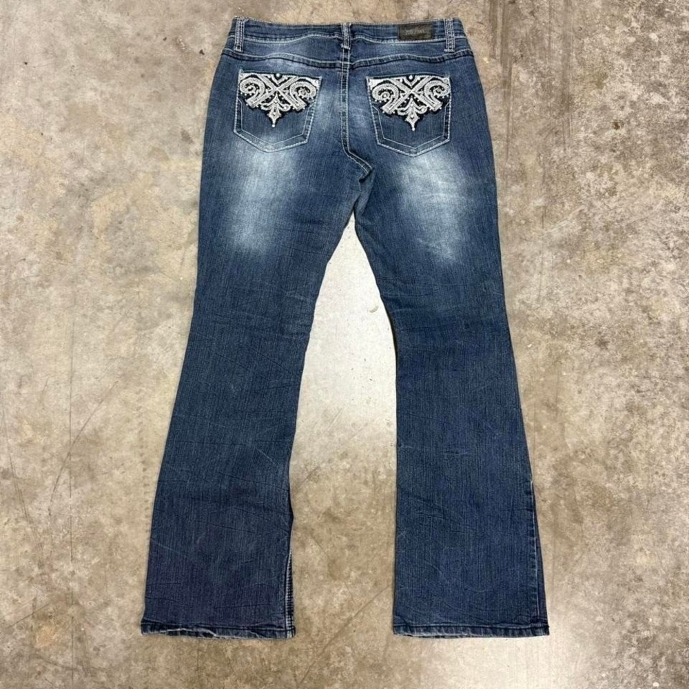 Women's ZCO Embellished Y2K Dark Wash‎ Flare Jeans 32x32